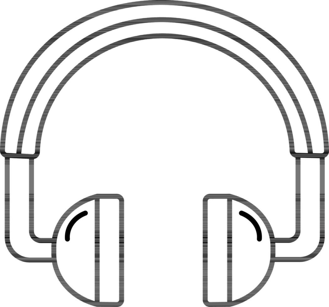 Isolated Headphone Icon in Black Line Art. vector