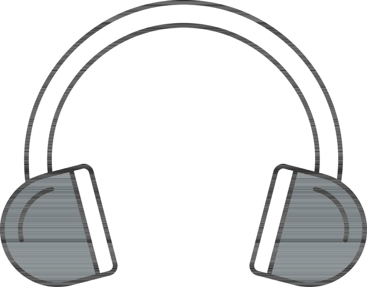 Flat Style Headphone Icon In Black Stroke. vector