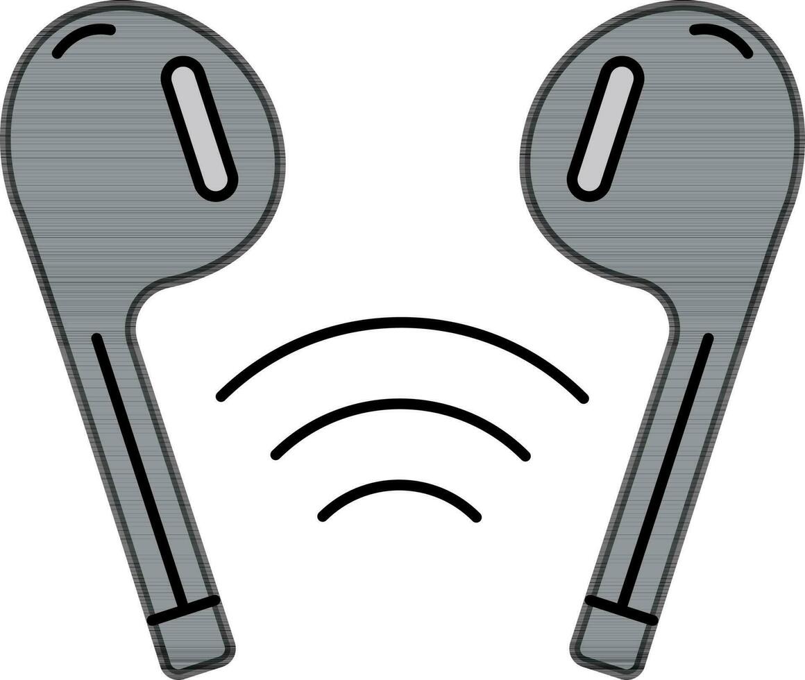 Wireless Earphone Icon In Flat Style. vector