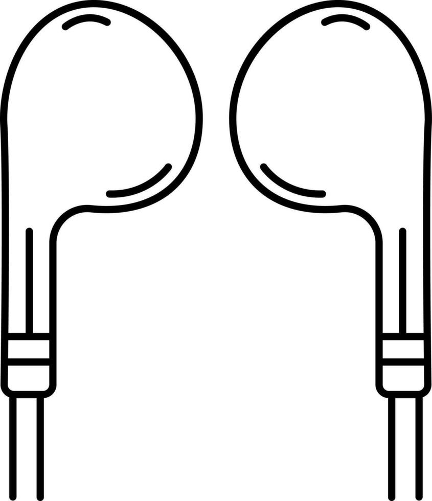Line Art Earphone Icon in Flat Style. vector