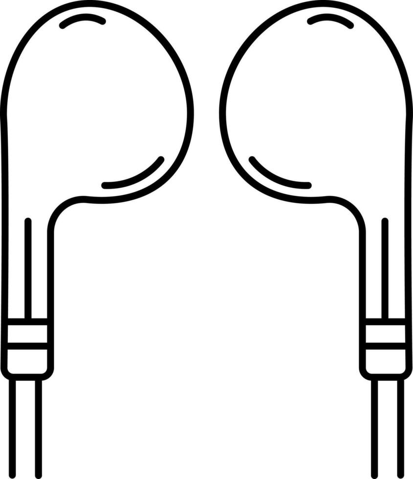 Line Art Earphone Icon in Flat Style. vector