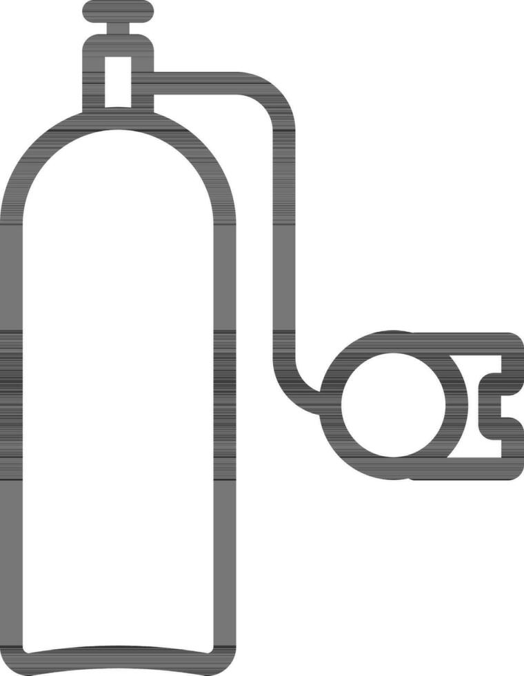 Oxygen Tank Icon In Thin Line Art. vector