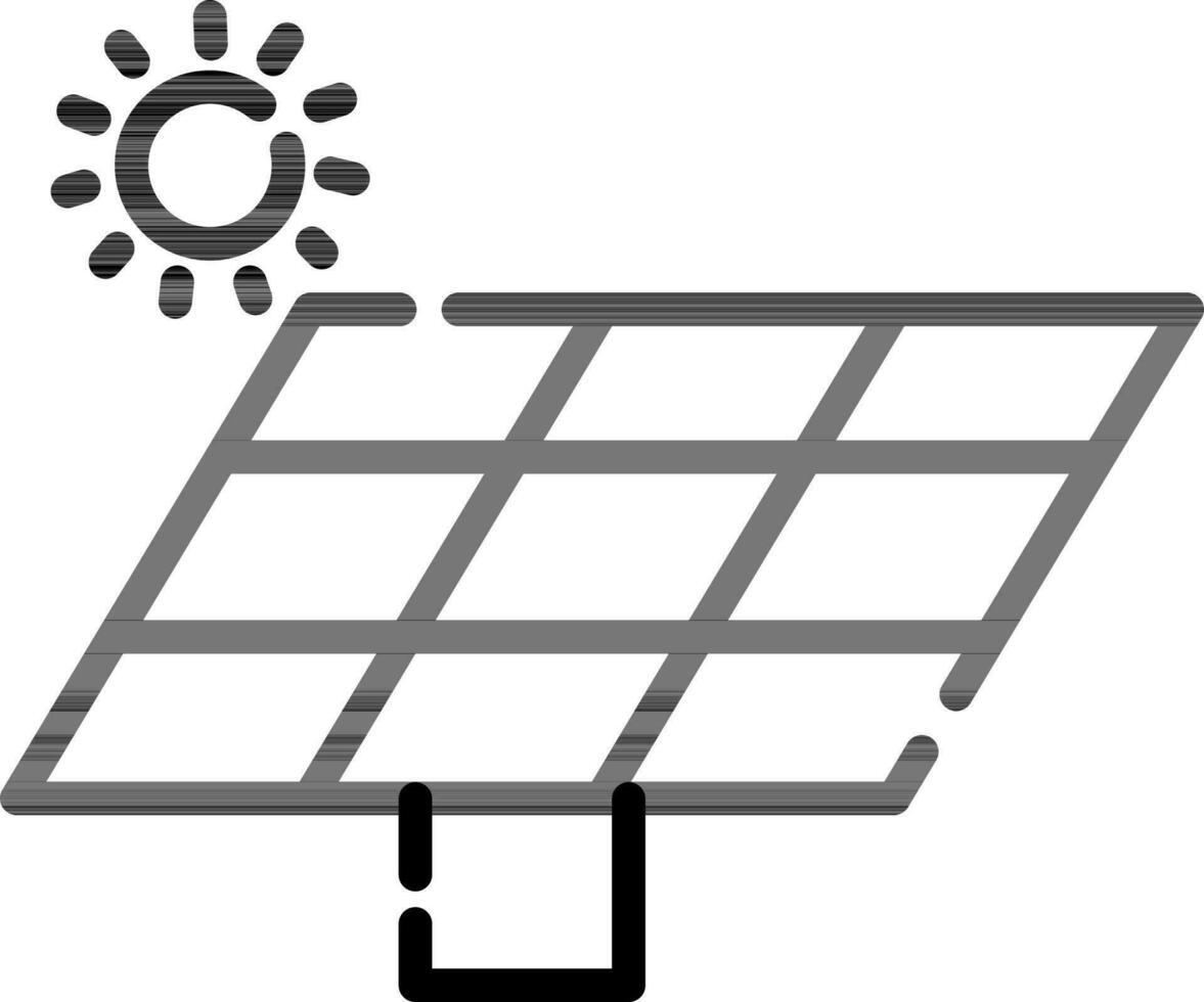 solar energía panel icono en negro línea Arte. vector