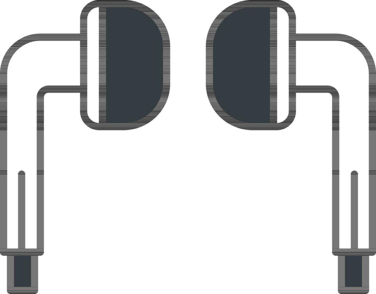 plano estilo auricular icono en gris y blanco color. vector