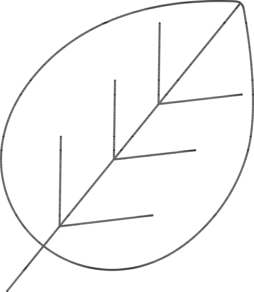 Black Line Art Leaf Icon in Flat Style. vector