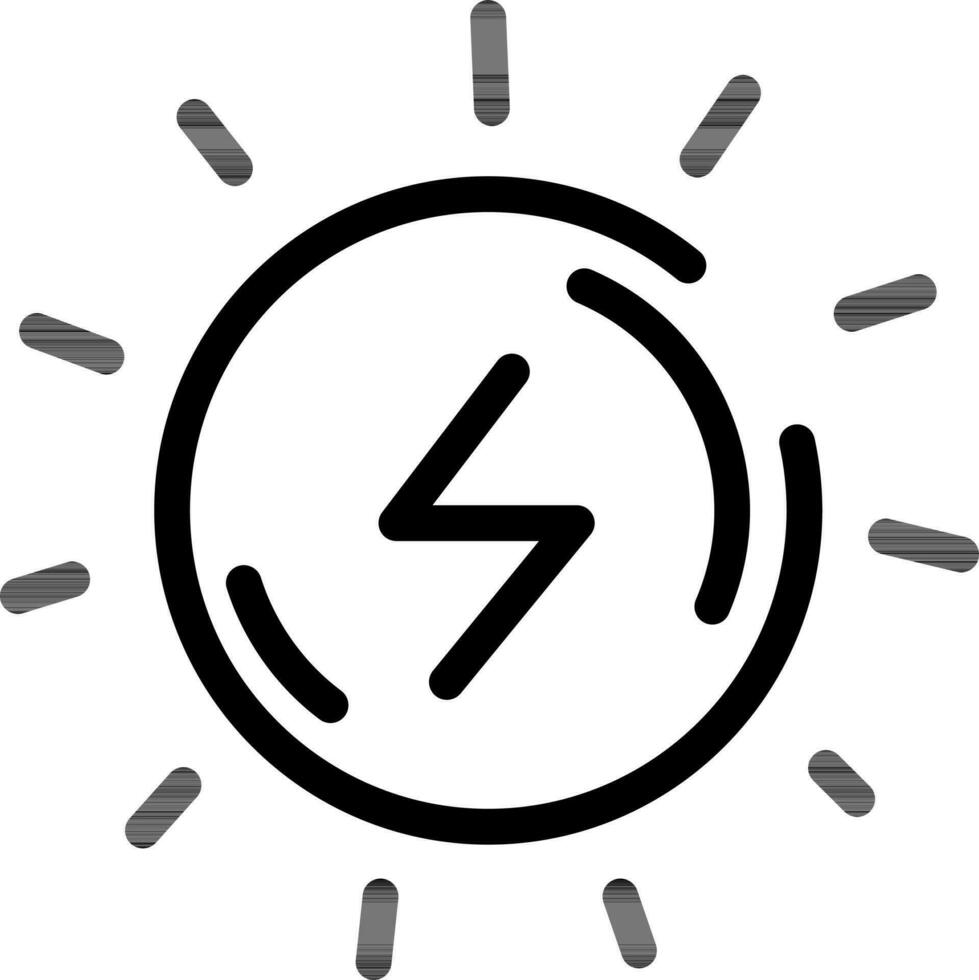 Alternate Energy or Solar Energy Icon in Black Line Art. vector