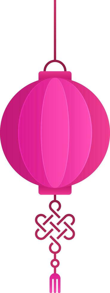 Pink Chinese Lantern Hang on White Background. vector