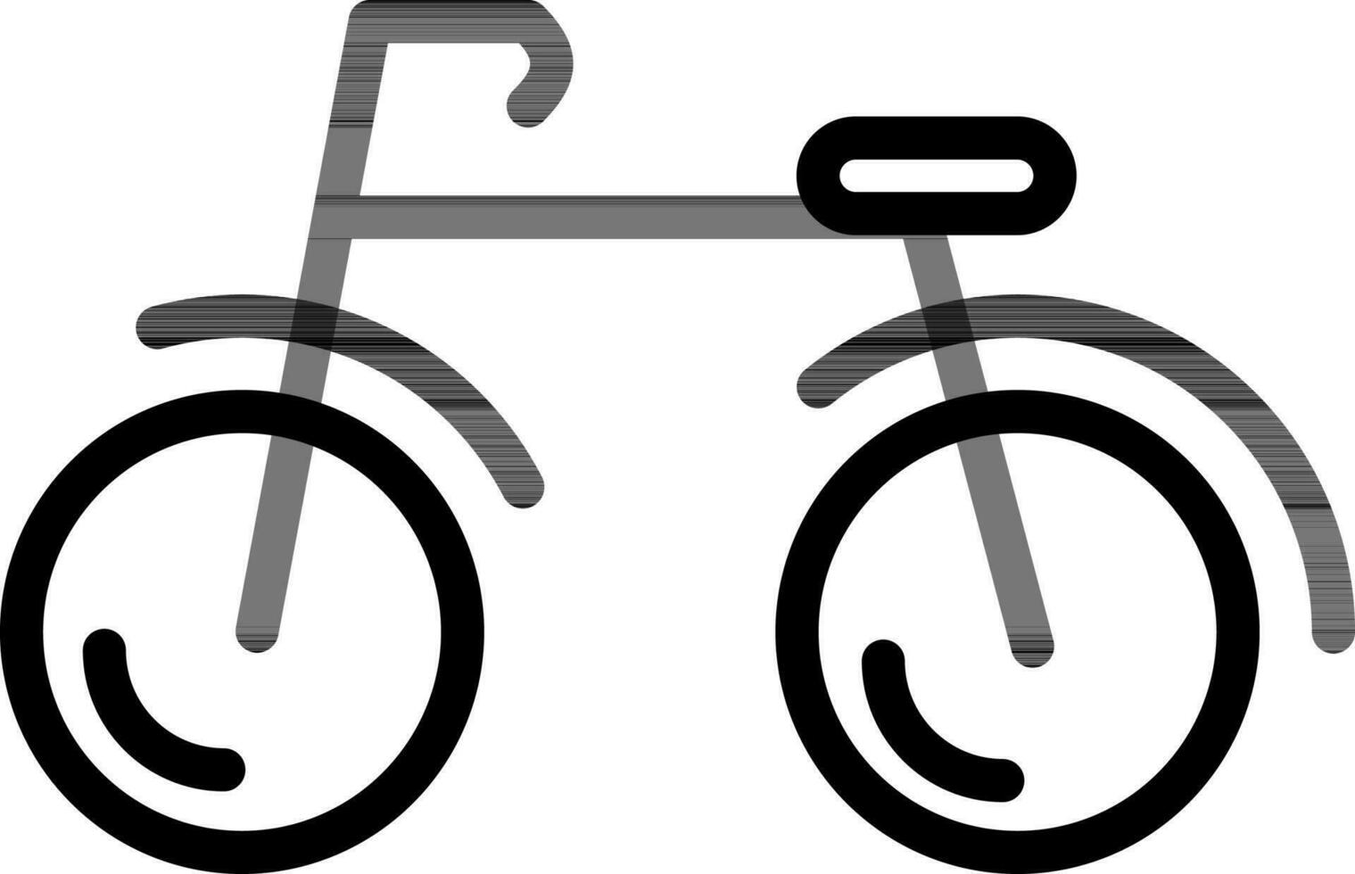 negro línea Arte bicicleta icono en plano estilo. vector