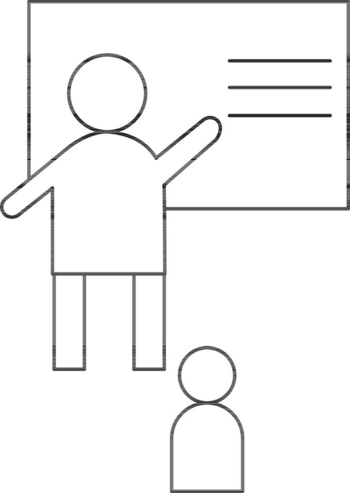 Teacher Presentation With A Student Icon in Flat Style. vector