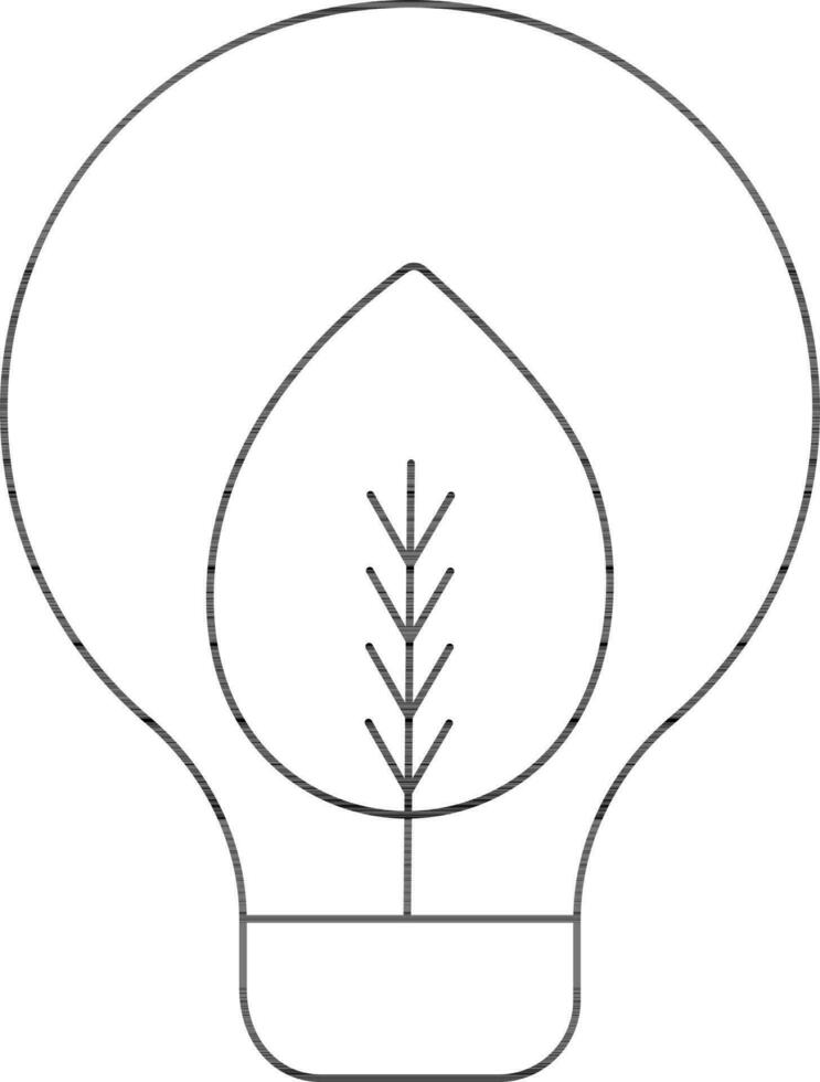 Eco Bulb Icon In Black Line Art. vector