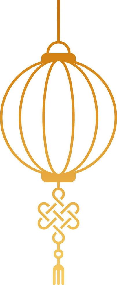 Chinese Lantern Hang in Bronze Line Art. vector