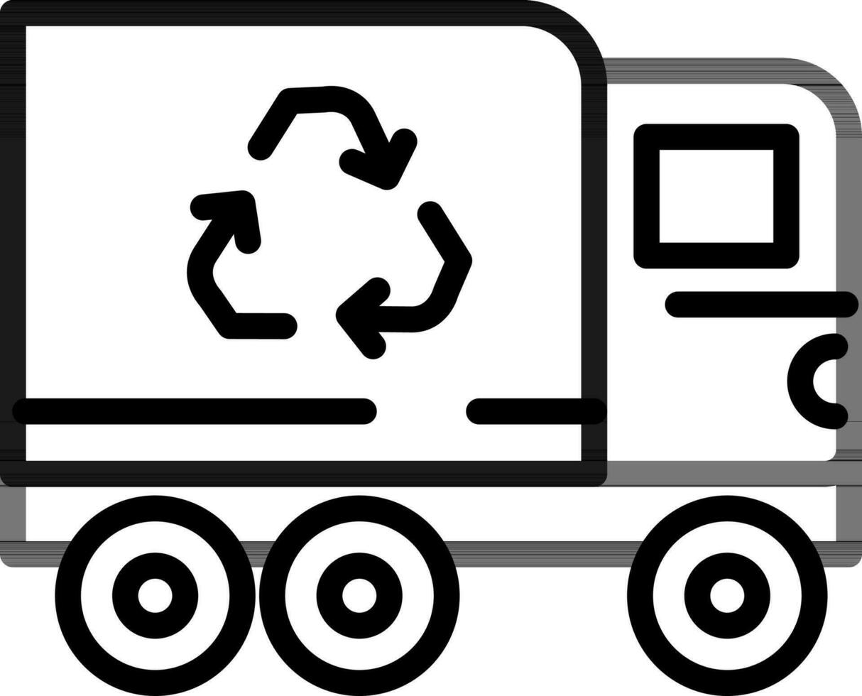 Recycle Truck Icon or Symbol in Black Line Art. vector