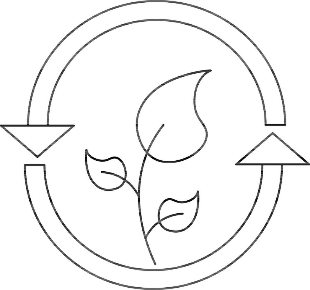 Eco Recycle Icon in Black Line Art. vector