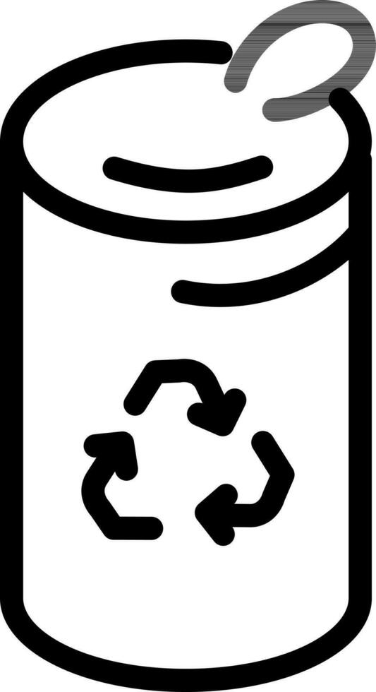 Recycling Beverage Can Icon in Black Line Art. vector