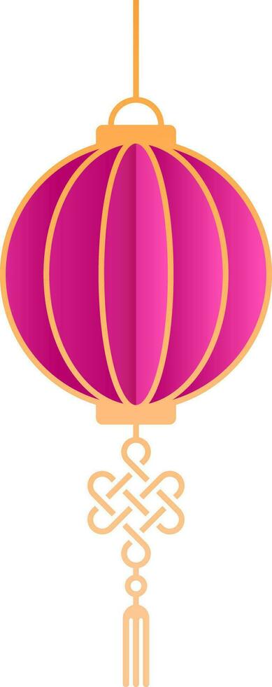 Pink Paper Cut Chinese Lantern Hang on White Background. vector