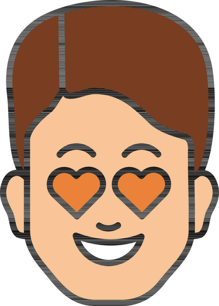 Smiley Man with Heart Eyes on White Background. vector
