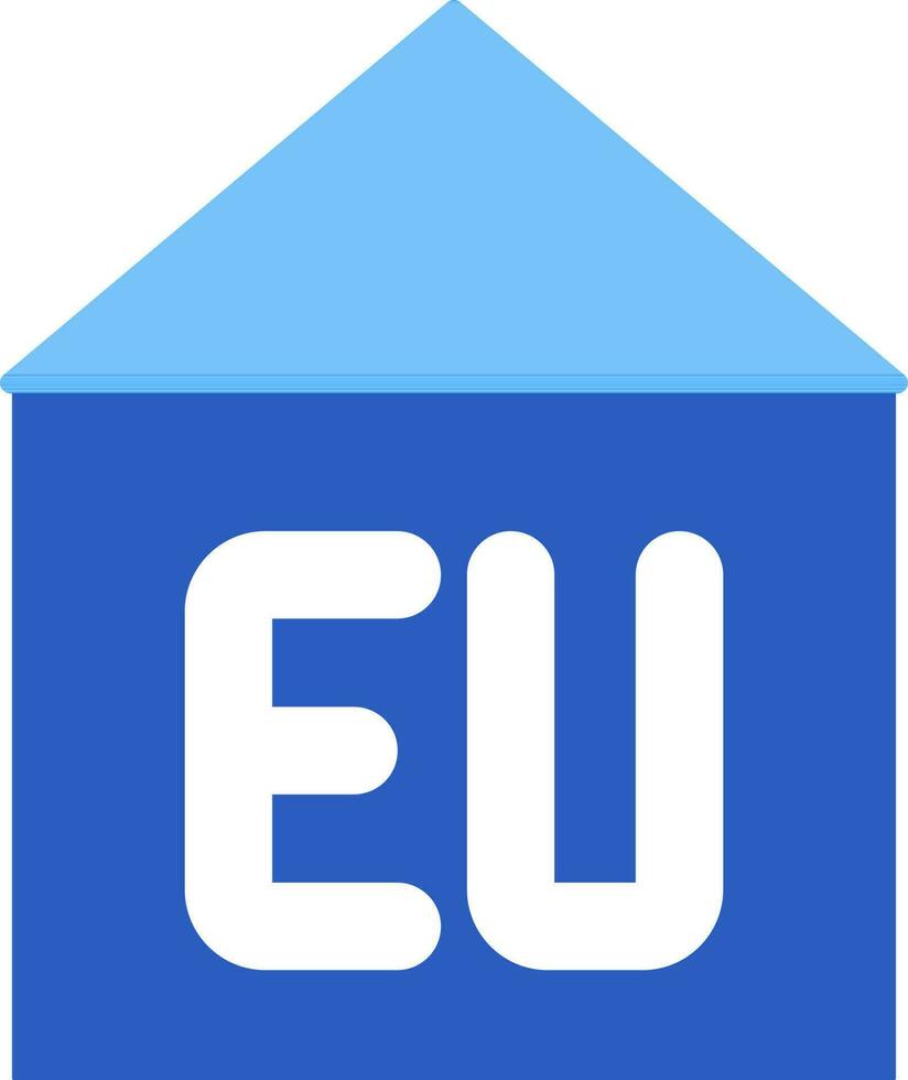 European Stay Home Icon in Blue Color. vector