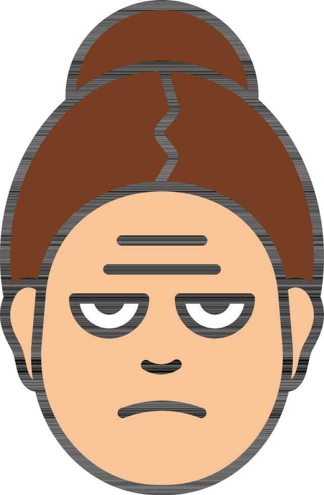 Upset or Angry Woman Face on White Background. vector