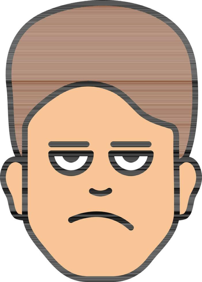 Illustration of Man unhappy face on white background. vector