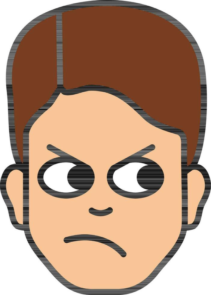 Cartoon Man face in suspicious expression. vector