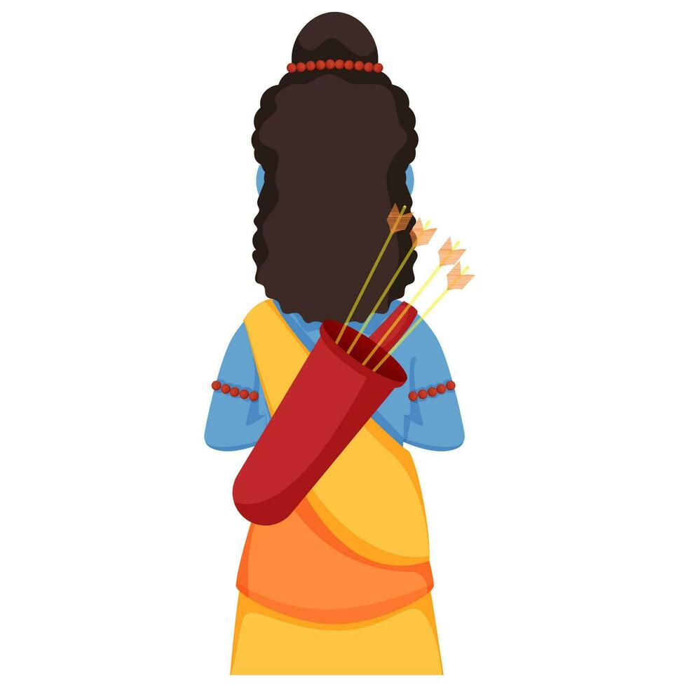 Back View of Little Lord Rama Character. vector