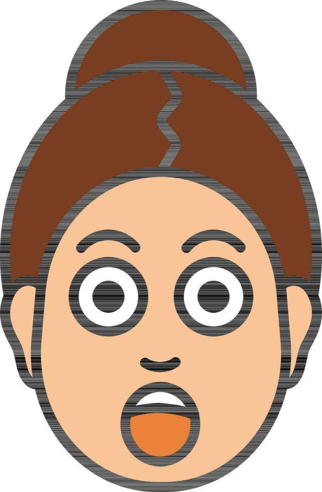 Shocking Woman Face Character on White Background. vector