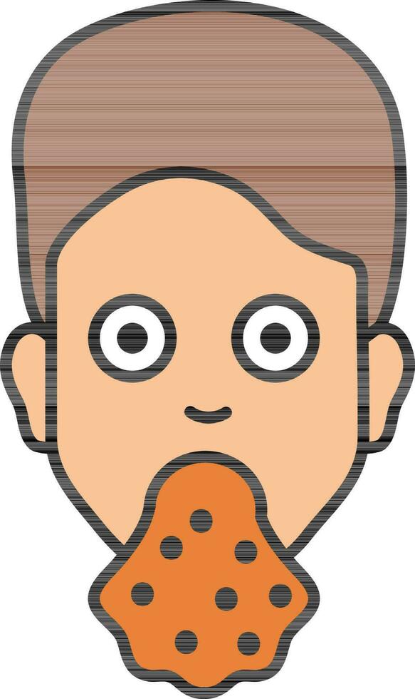 Vomiting man face icon in brown and light orange color. vector