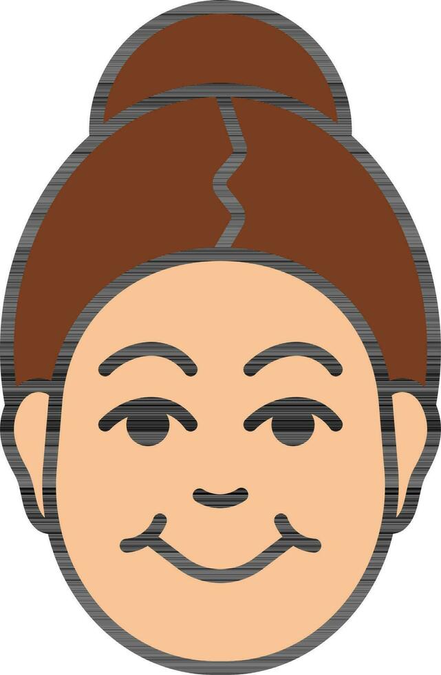 Smiley Woman face character on white background. vector