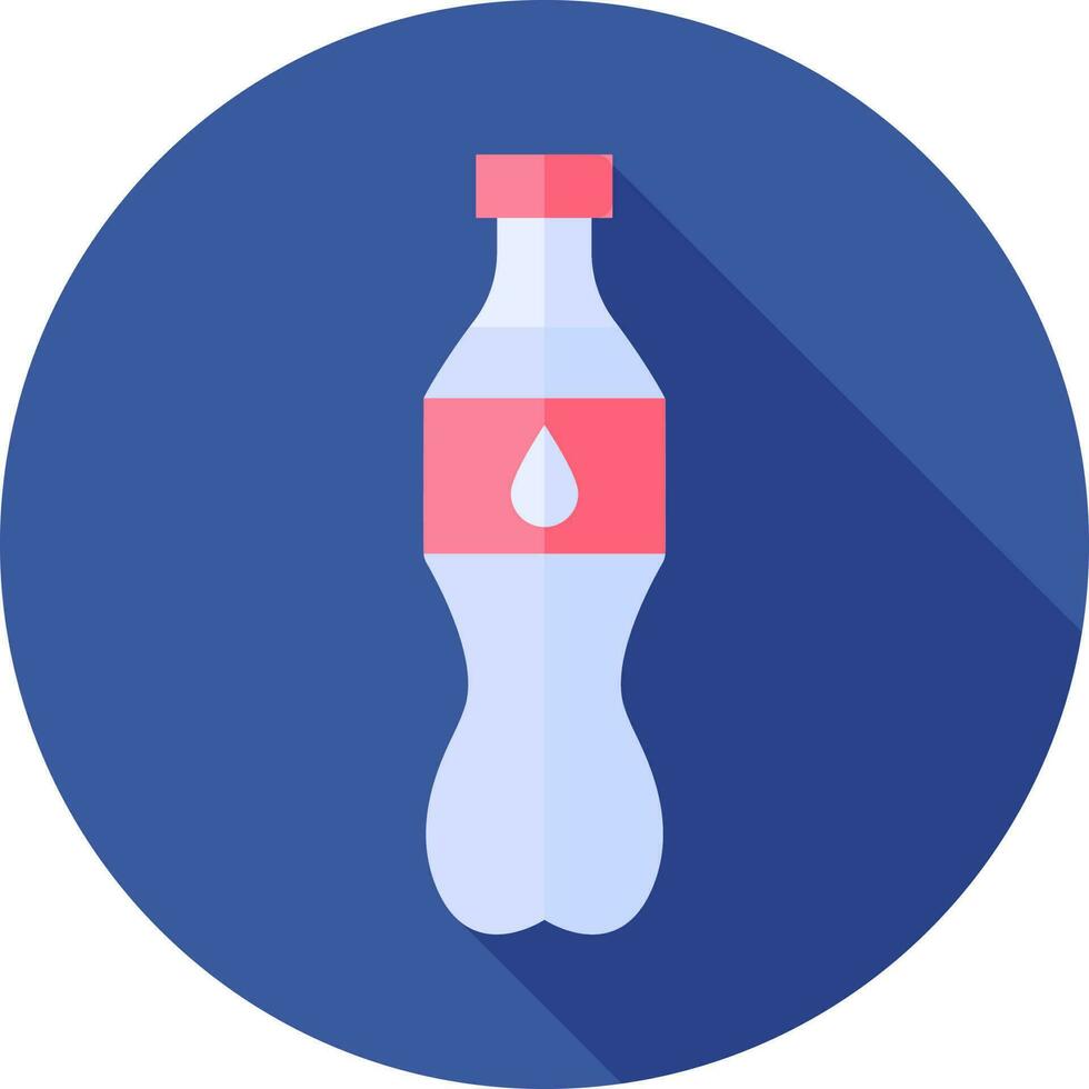 Drink Bottle Icon On Blue Circle Shape. vector