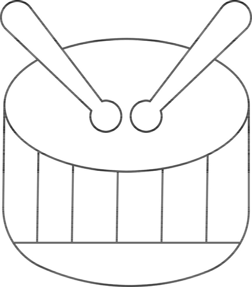 Isolated Drum Icon In Line Art. vector