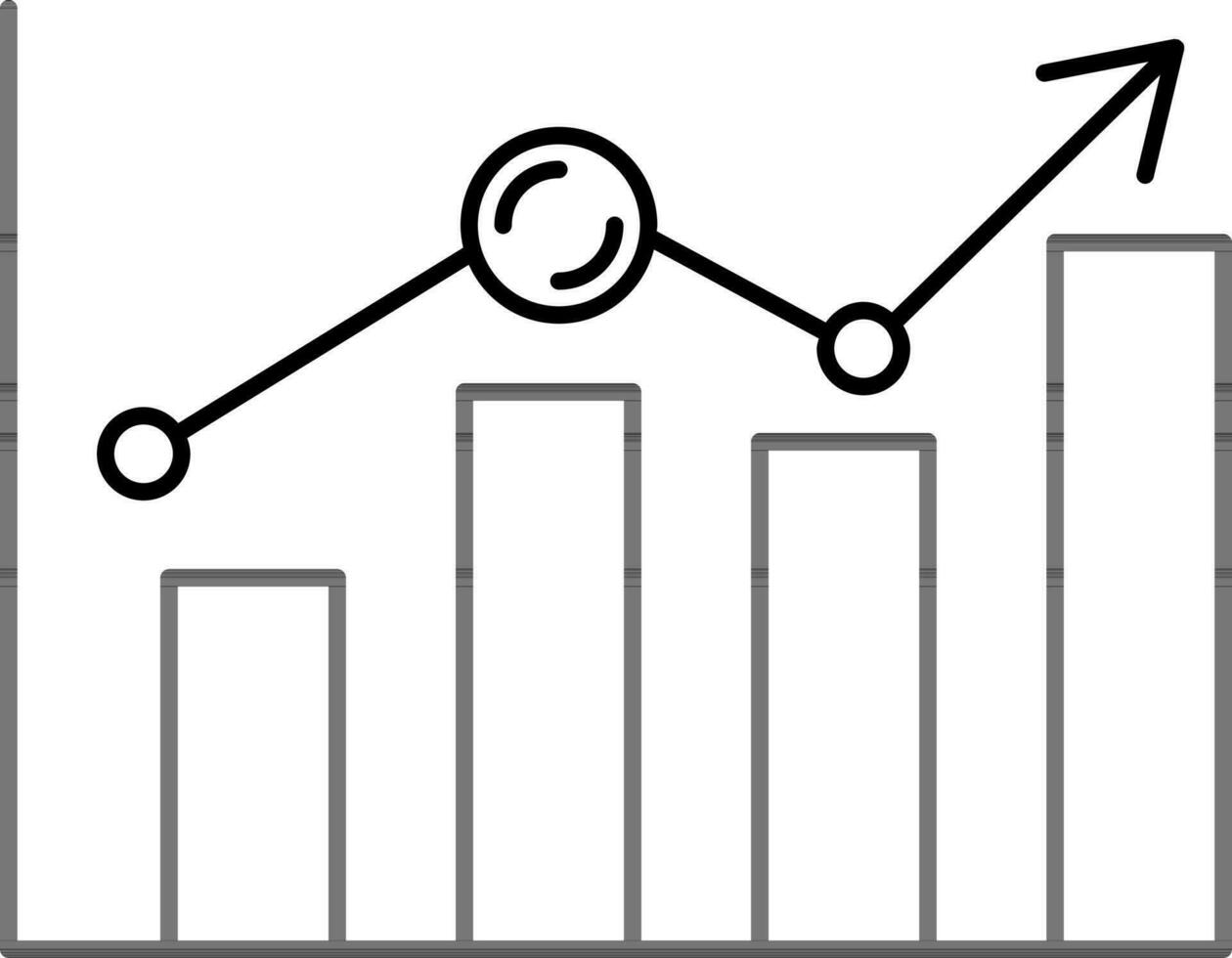 financiero creciente grafico icono en negro Delgado línea Arte. vector