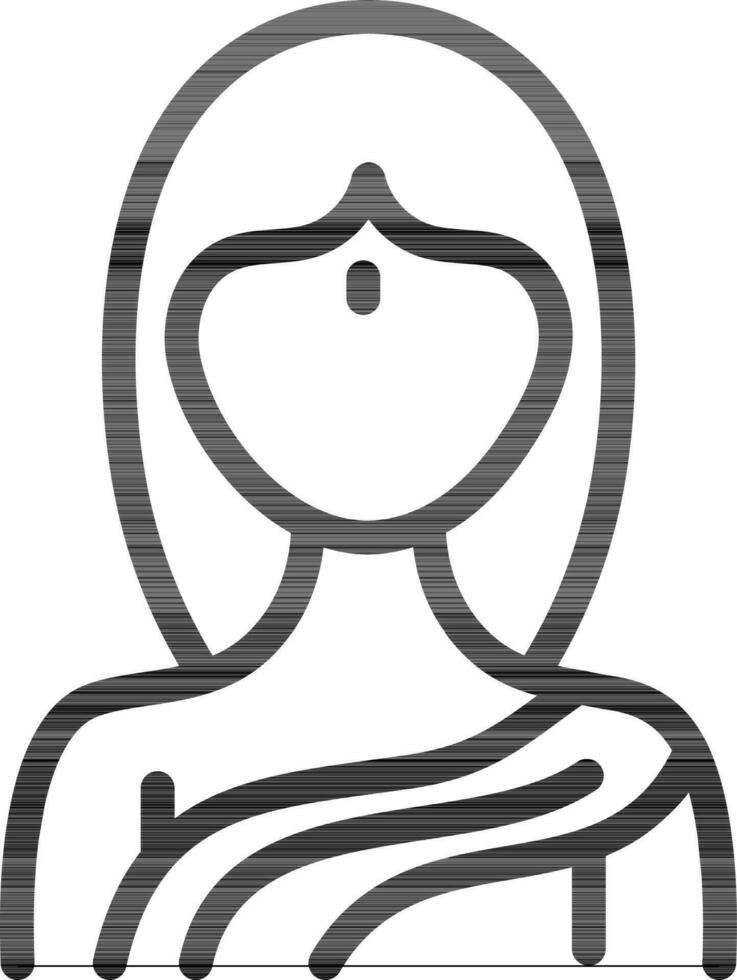 Indian Woman Character icon in black line art. vector