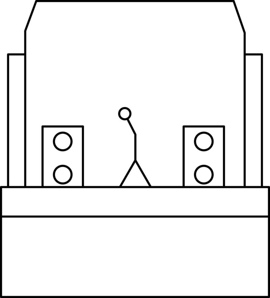 Black Line Illustration Of Musical Or Concept Stage Icon In Flat Style. vector