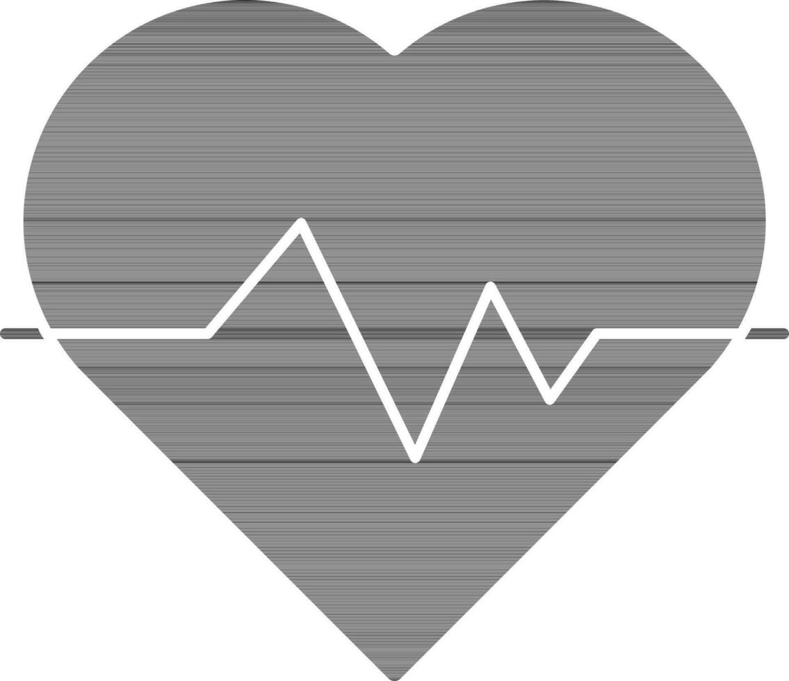 Heart Beat Icon In Gray And White Color. vector