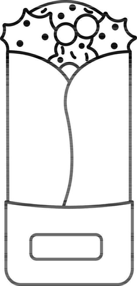 Burrito Icon In Black Outline. vector