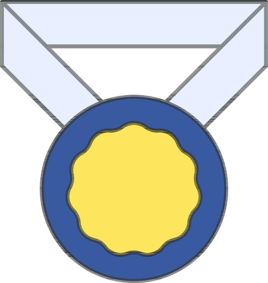 Medal Icon In Blue And Yellow Color. vector