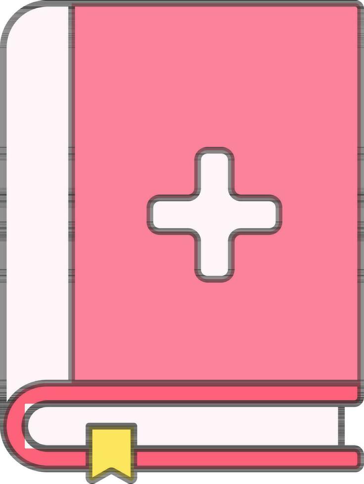 Medical Book Icon In Pink Color. vector