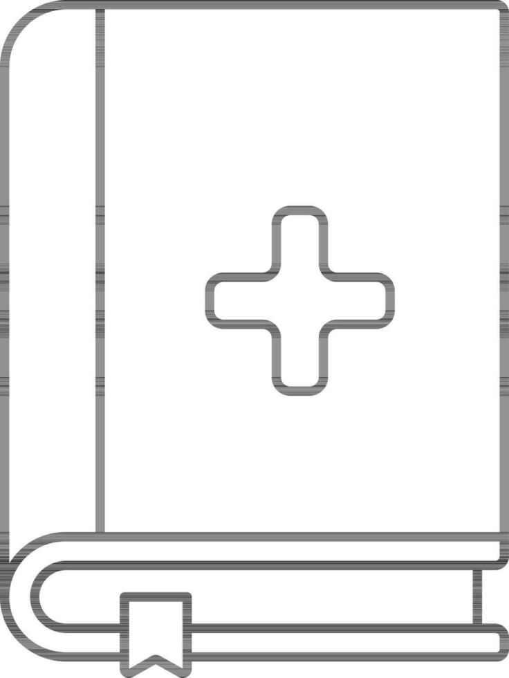 Medical Book Icon In Black Thin Line Art. vector