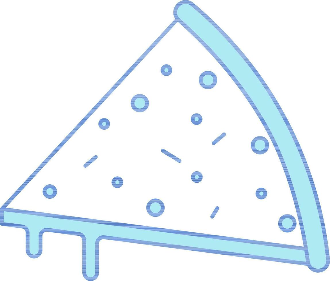 Pizza rebanada icono en azul y blanco color. vector