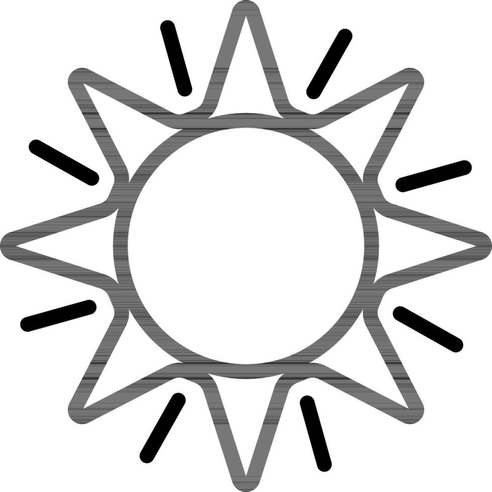 Black Line Art Sun Icon in Flat Style. vector