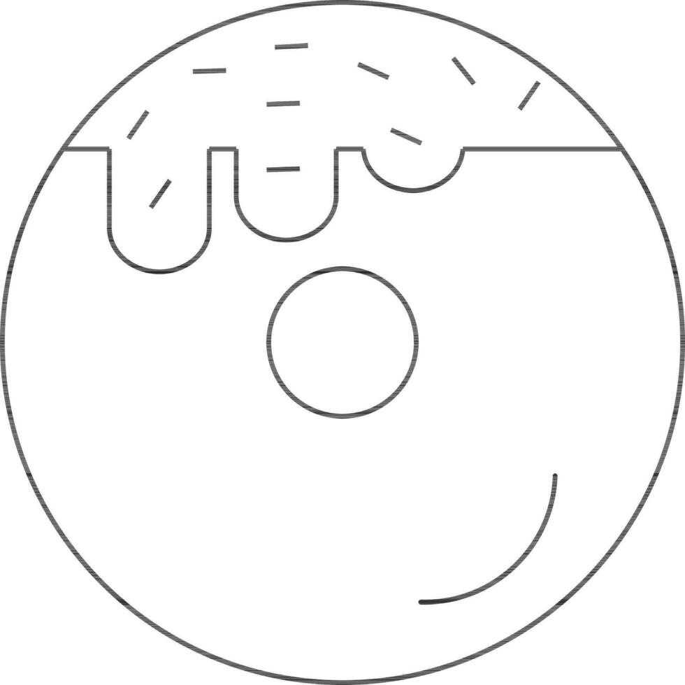 Isolated Donut Icon in Black Line Art. vector