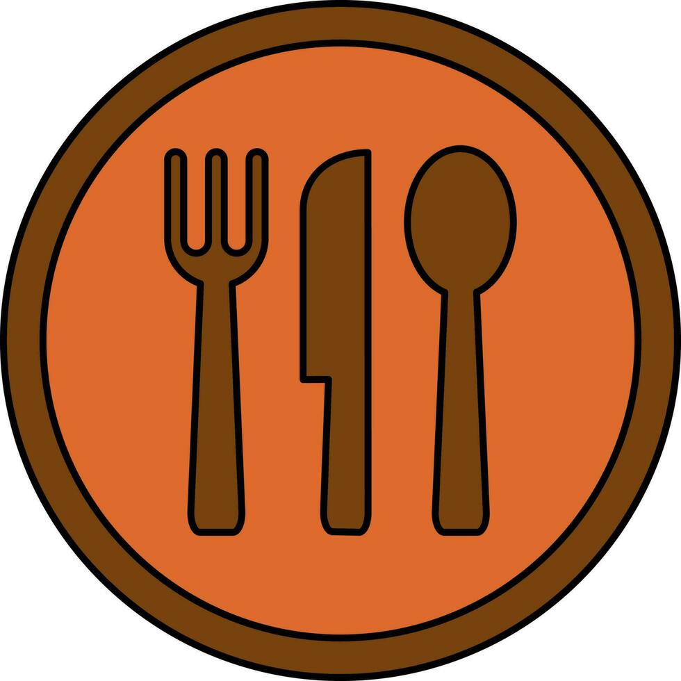Crockery Icon In Brown And Orange Color. vector