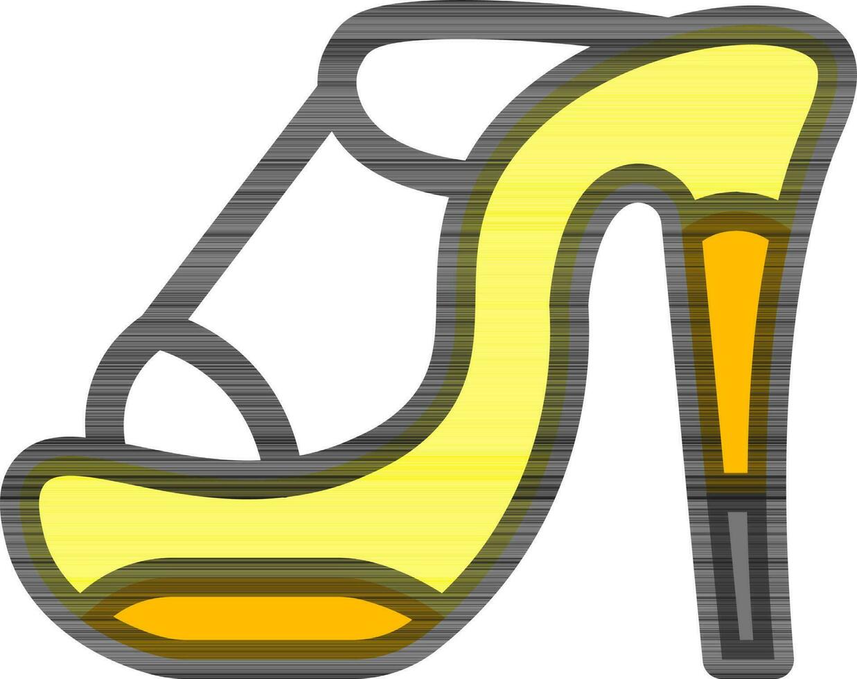 Heel Sandals Icon in Yellow and Black Color. vector