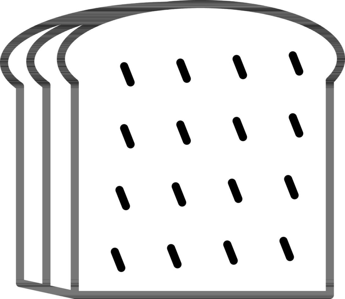 Flat Style Bread Slices Icon in Black Outline. vector