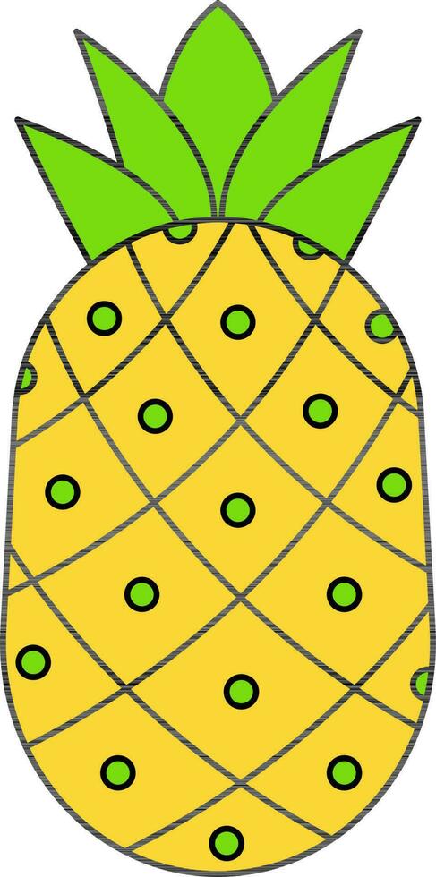 Flat Style Pineapple Icon in Yellow And Green Color. vector