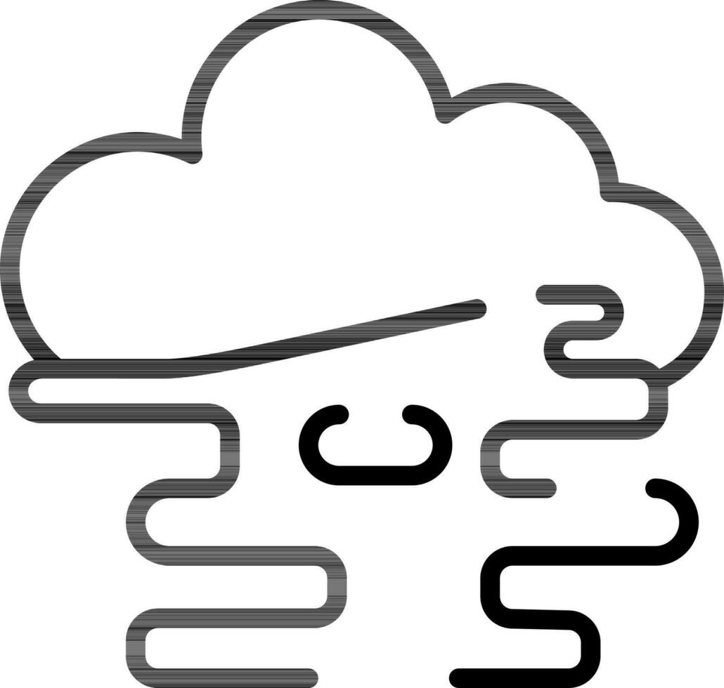 Cloud with Fog Icon in Flat Style. Line Art Sign or Symbol. vector