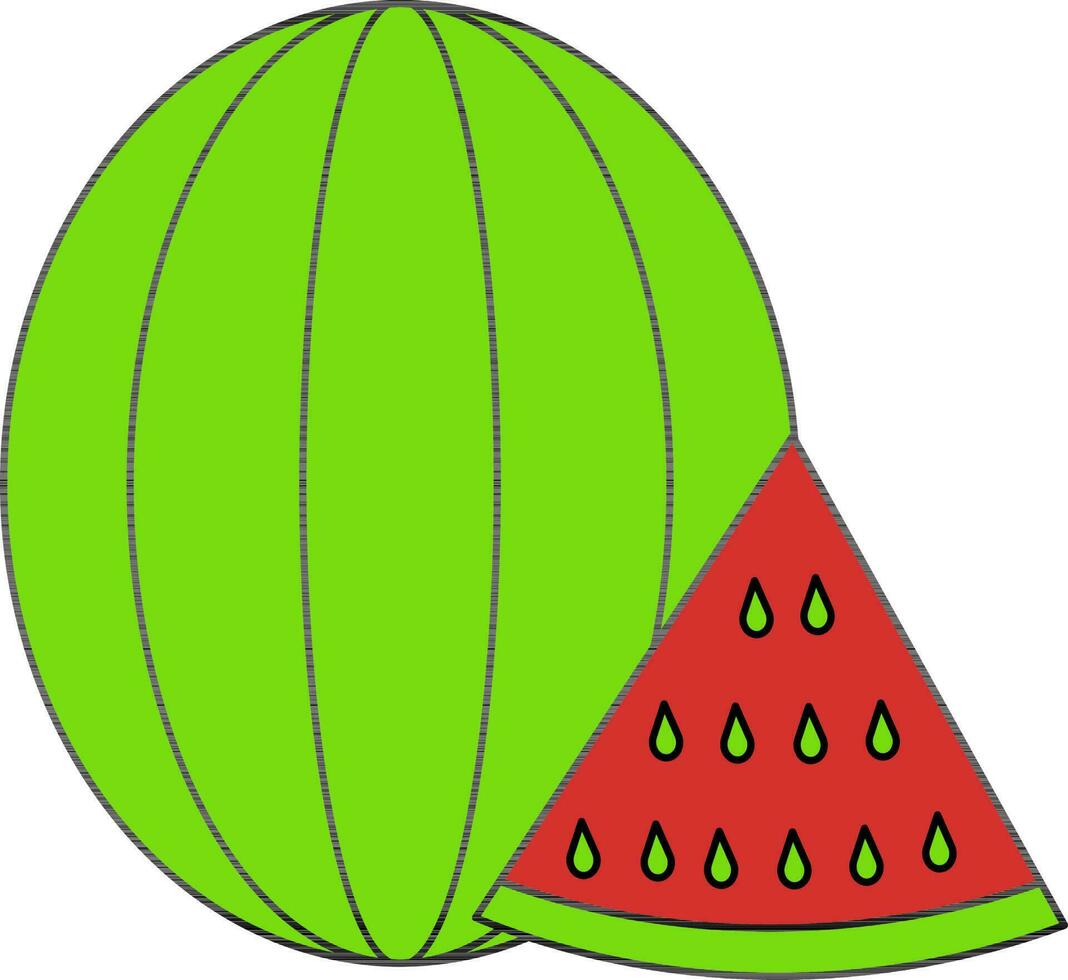 Watermelon Icon or Symbol in Green And Red Color. vector