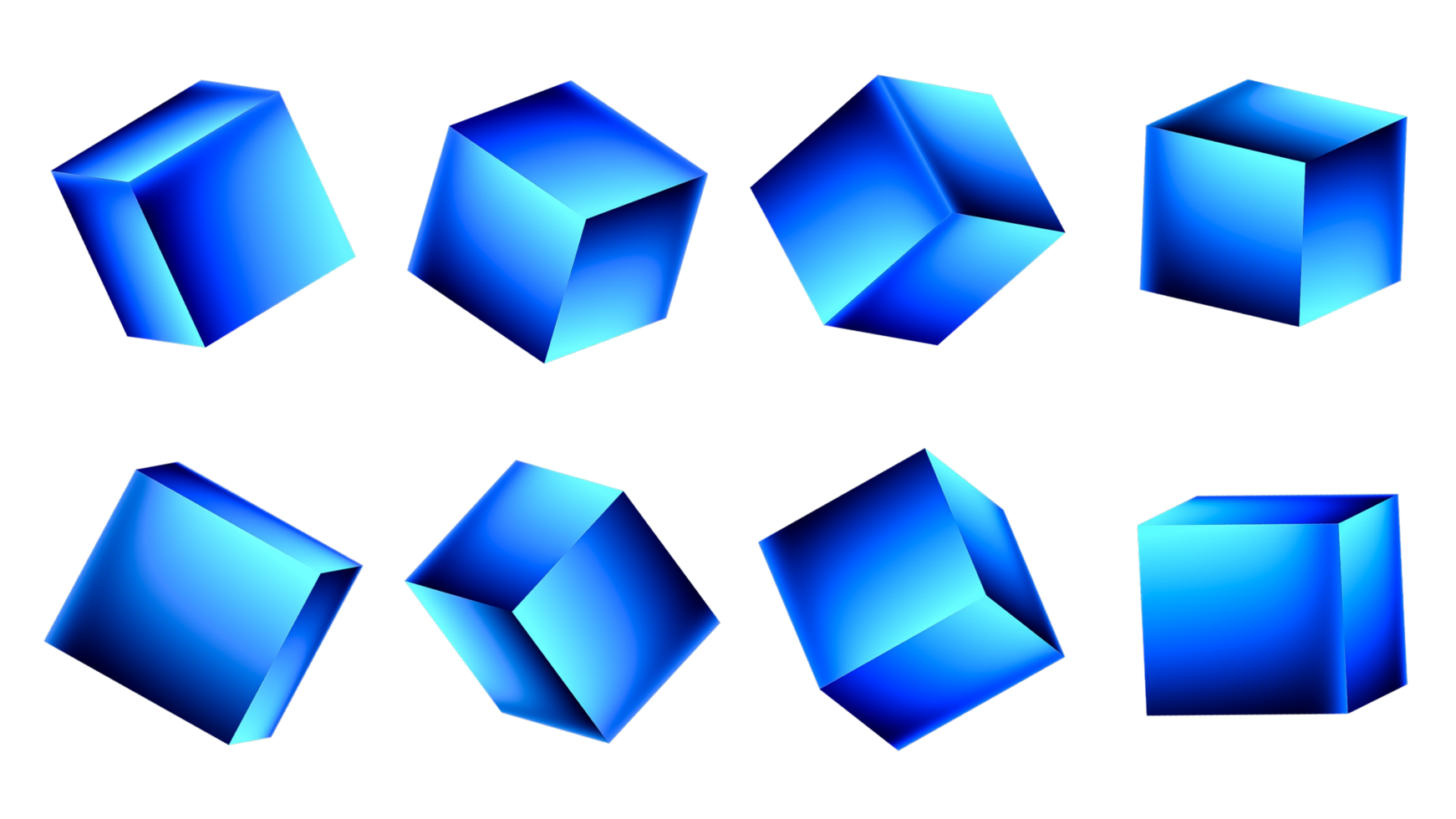 3d hacer azul degradado cubitos conjunto transparente antecedentes png
