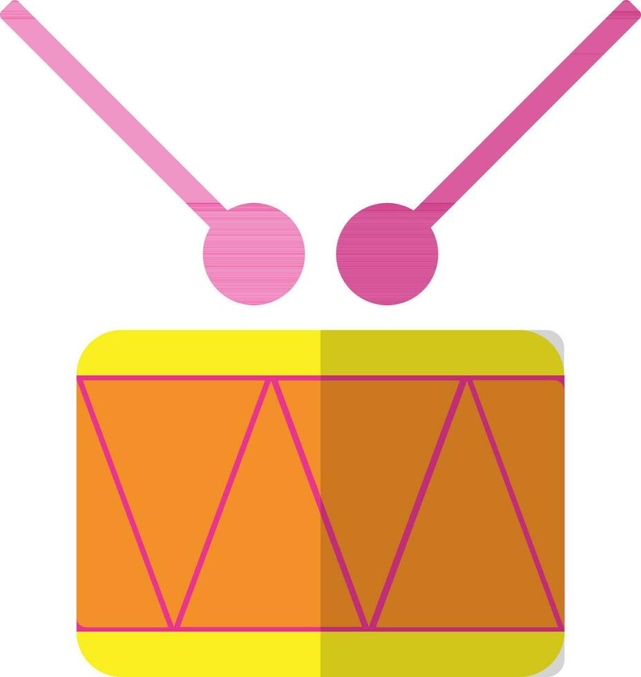 Flat style drum with sticks. vector