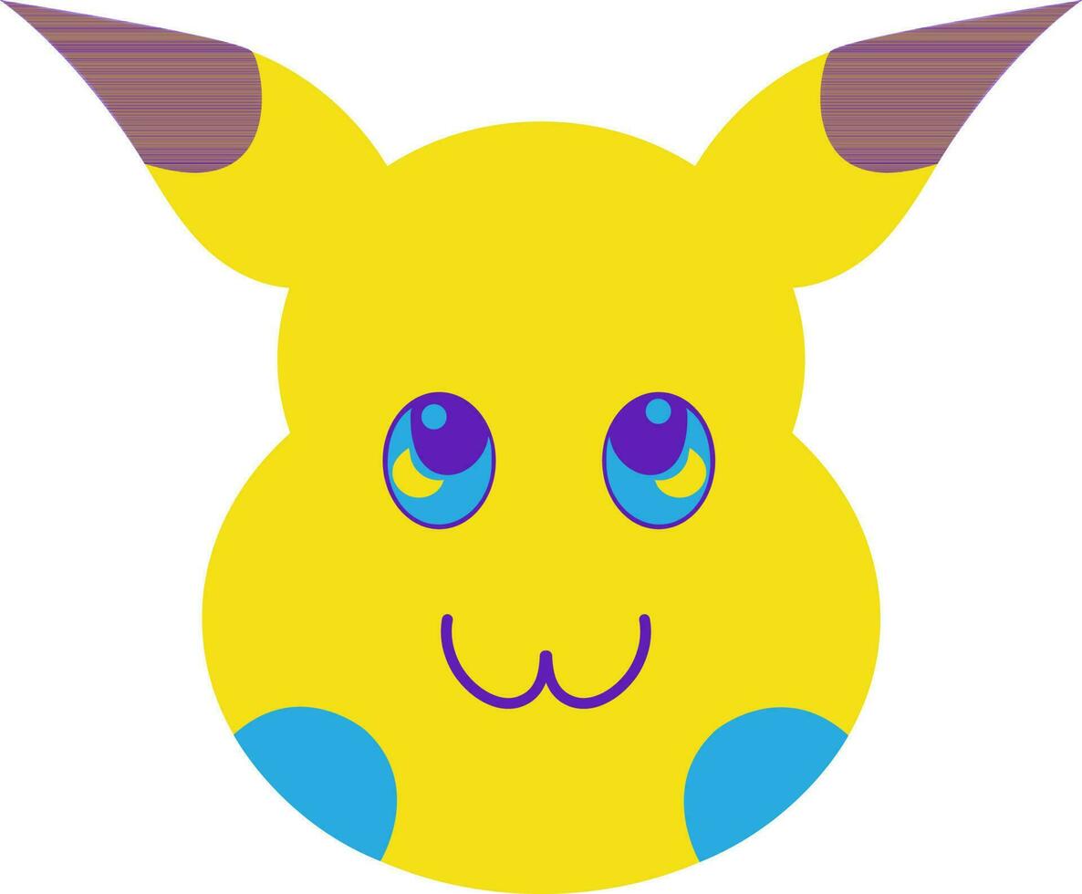 Pikachu en plano estilo. vector